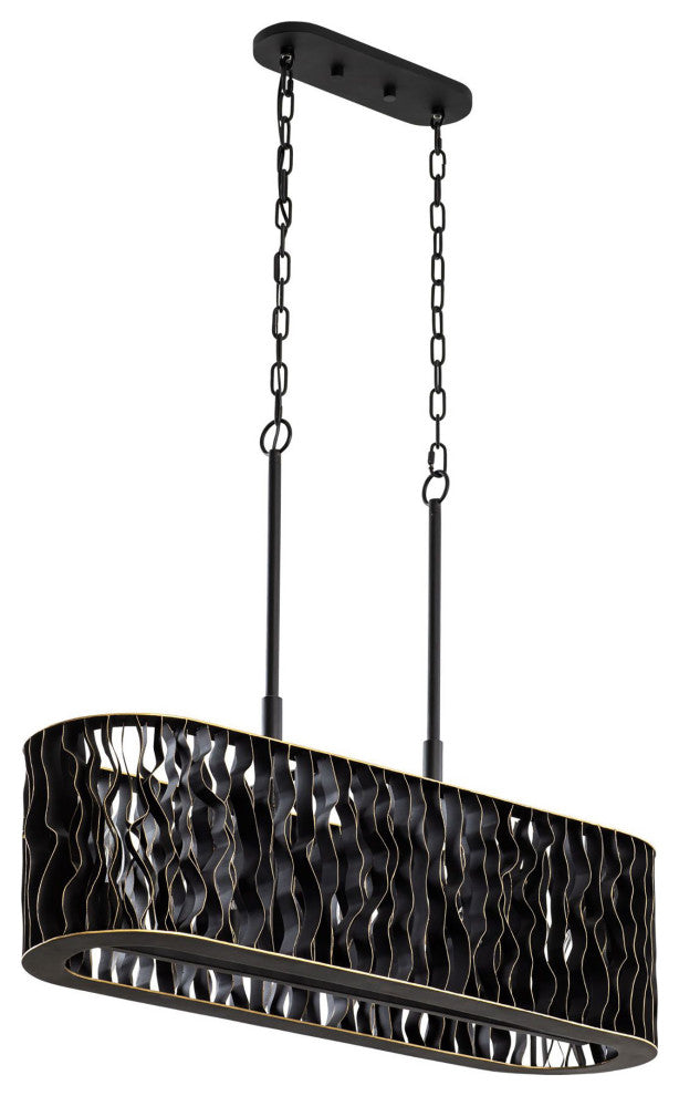 Estela 5-Lt Linear Pendant - Matte Black/French Gold