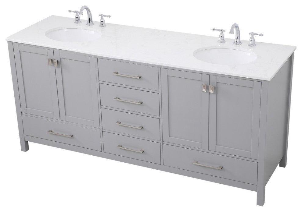 Grey 72" Double Sink Bathroom Vanity