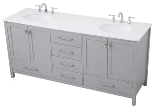 Grey 72" Double Sink Bathroom Vanity