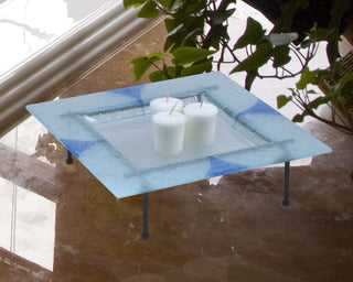 Springdale 3.25" Blue Triangle Fused Glass Candle Votive