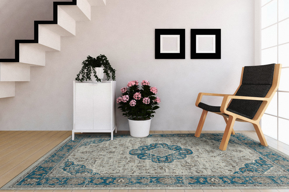Regal 88910-5989 Area Rug, Gray And Blue, 3'6"x5'6"
