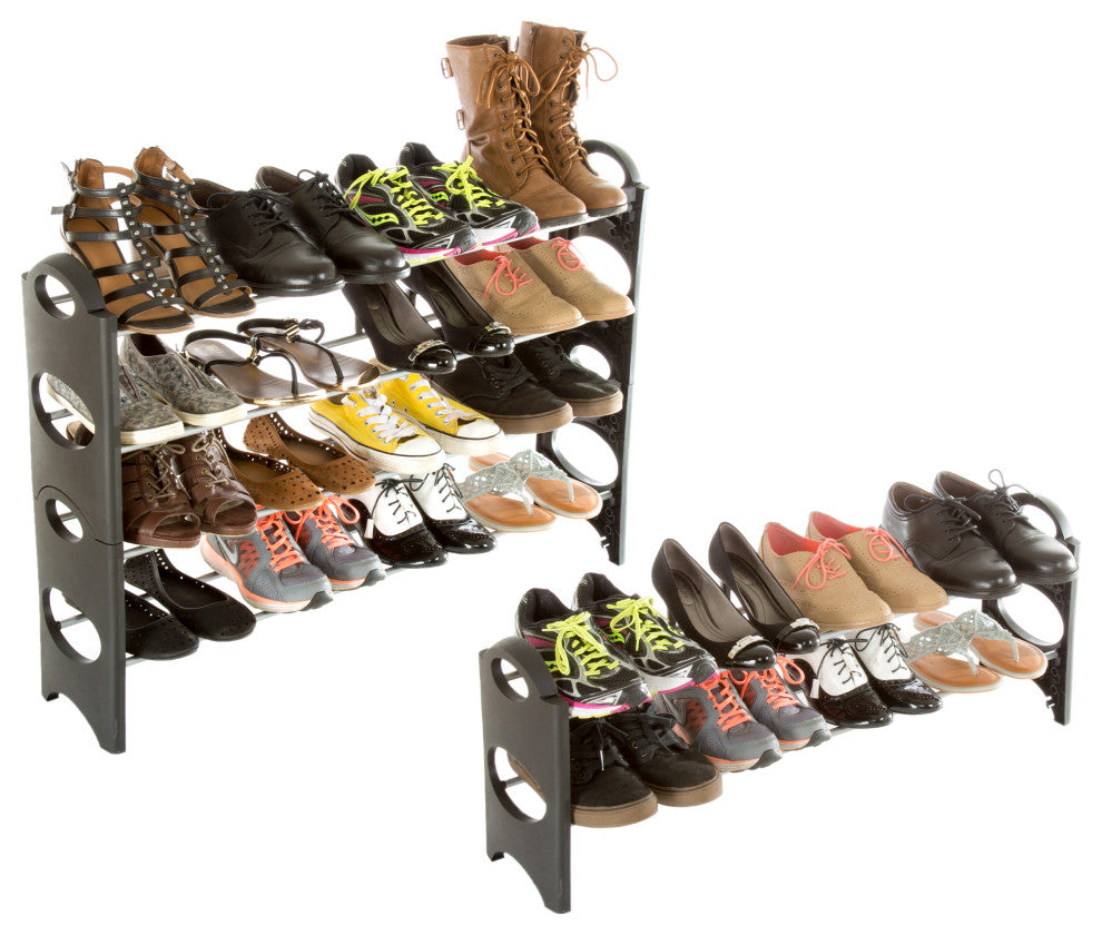 Stackable Shoe Rack 4-Tier Freestanding Organizer for Closets or Entryway