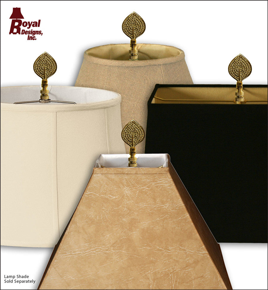 Royal Designs Birch Leaf Finial, Polished Brass, Set of 2
