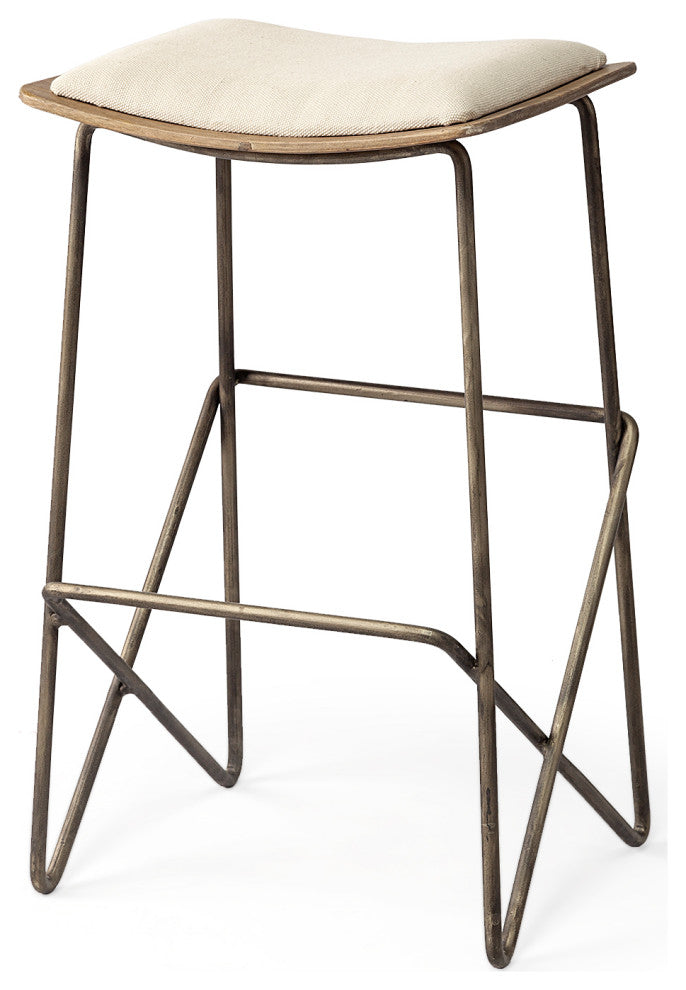 Katniss Cream Fabric Seat with Gold Metal Frame Counter Stool