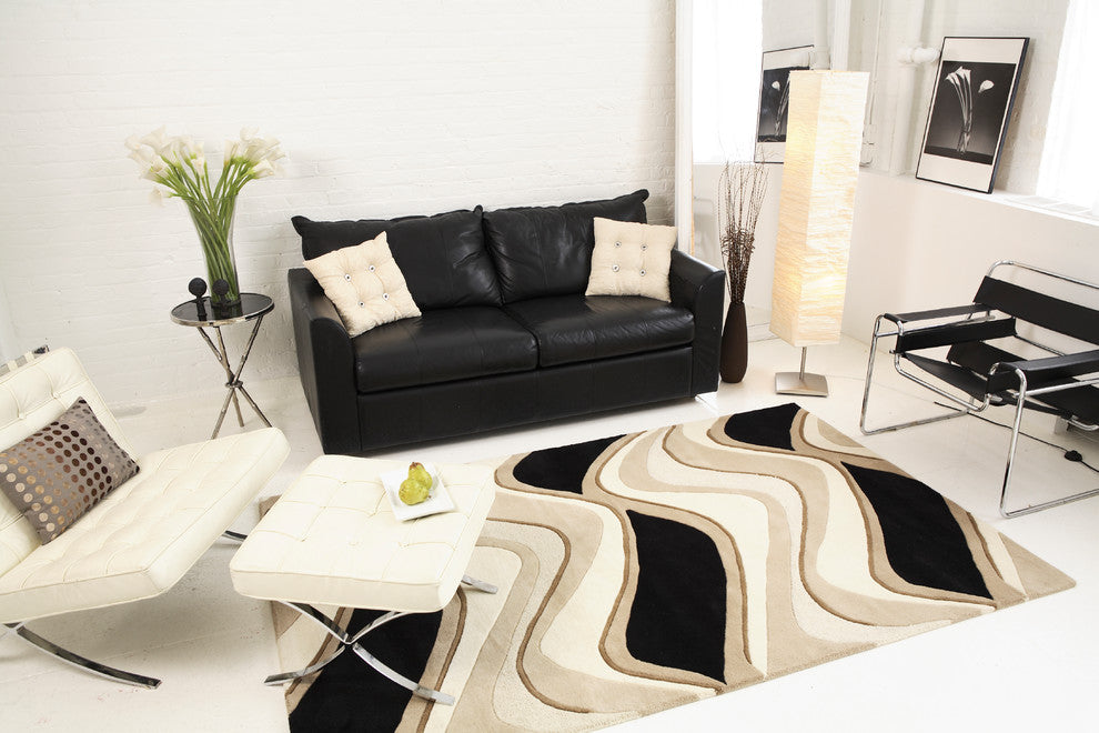 Eternity 1071 Black, Beige Waves, 3'3"x5'3"