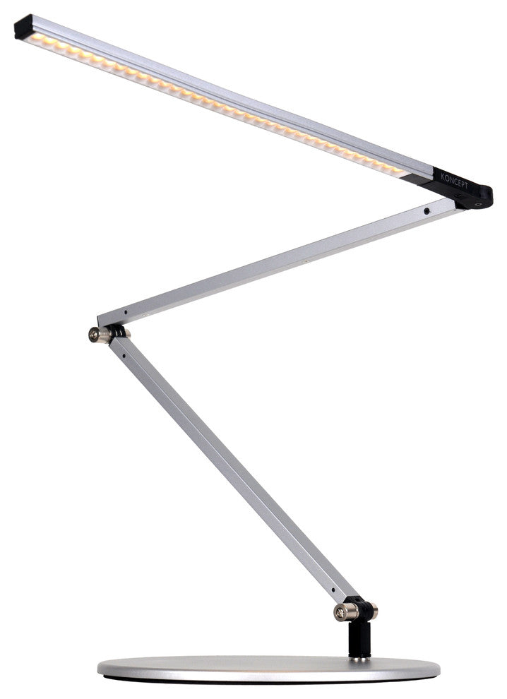 Z-Bar Slim Desk Lamp With 1-Piece Desk Clamp, Warm Light, Silver