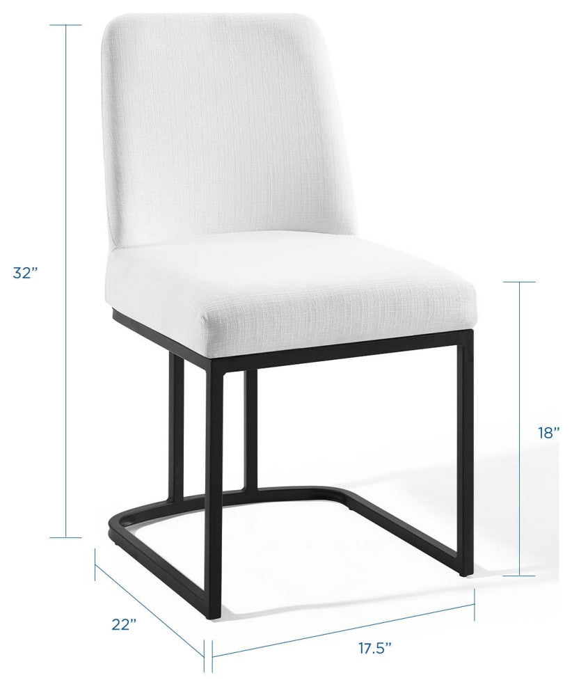 Side Dining Chair, Fabric, Metal, Black White, Modern, Cafe Bistro Restaurant