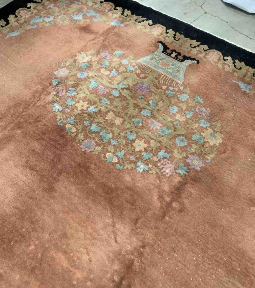 Handmade Antique Art Deco Chinese Rug 8.10'x11.10', 274cmx365cm, 1920s
