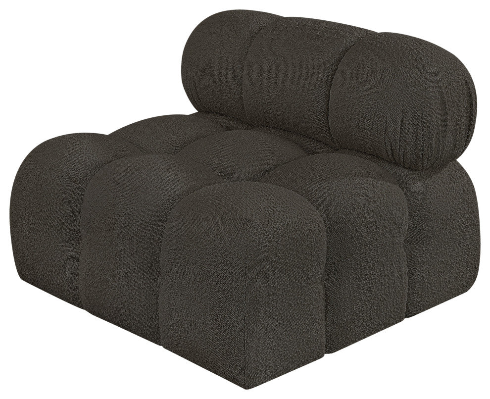 Ames Boucle Fabric Modular Chair, Brown, Armless Chair