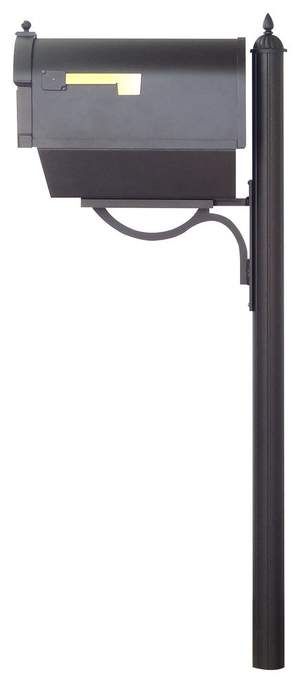Berkshire Mailbox With Newspaper Tube, Locking Insert & Richland Mailbox Post