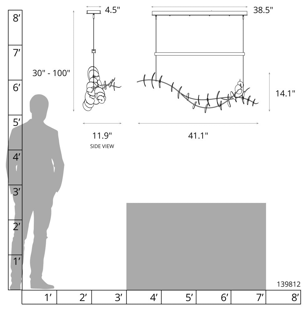 Lily LED Pendant, Sterling, Natural Iron, Standard Height