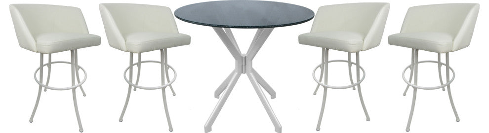 Swivel Counter Metal Pub Set - Joey Stools 26" or 30", Snow White - White, 30", Crackle