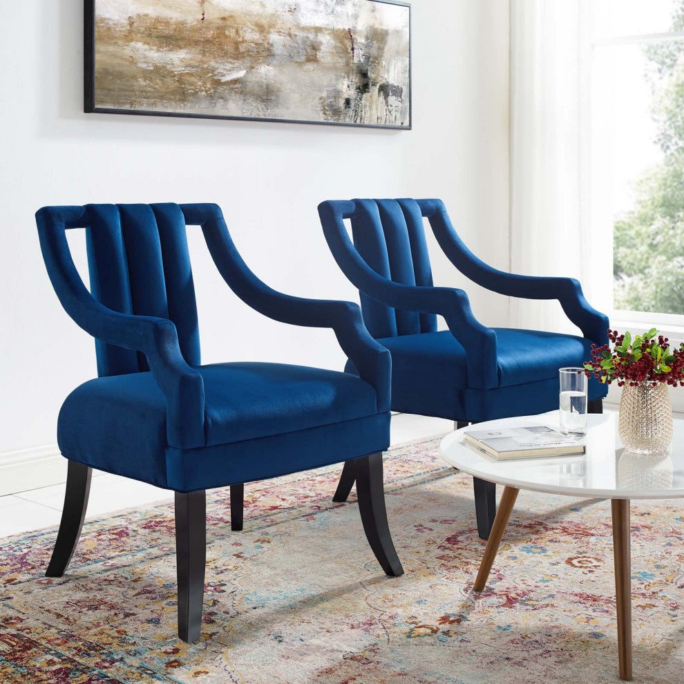 Harken Accent Chair Performance Velvet Set of 2 EEI-4429-NAV