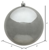 Vickerman 4" Pewter Shiny Ball Ornament, 6 per Bag