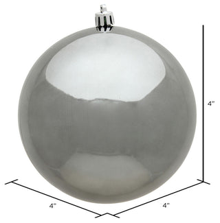 Vickerman 4" Pewter Shiny Ball Ornament, 6 per Bag