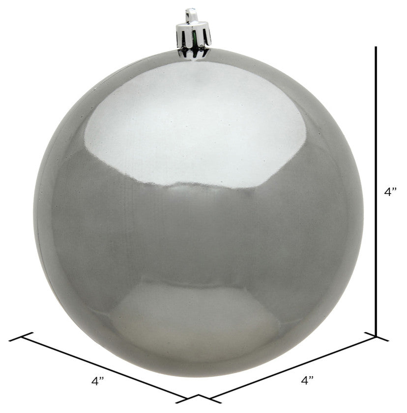 Vickerman 4" Pewter Shiny Ball Ornament, 6 per Bag