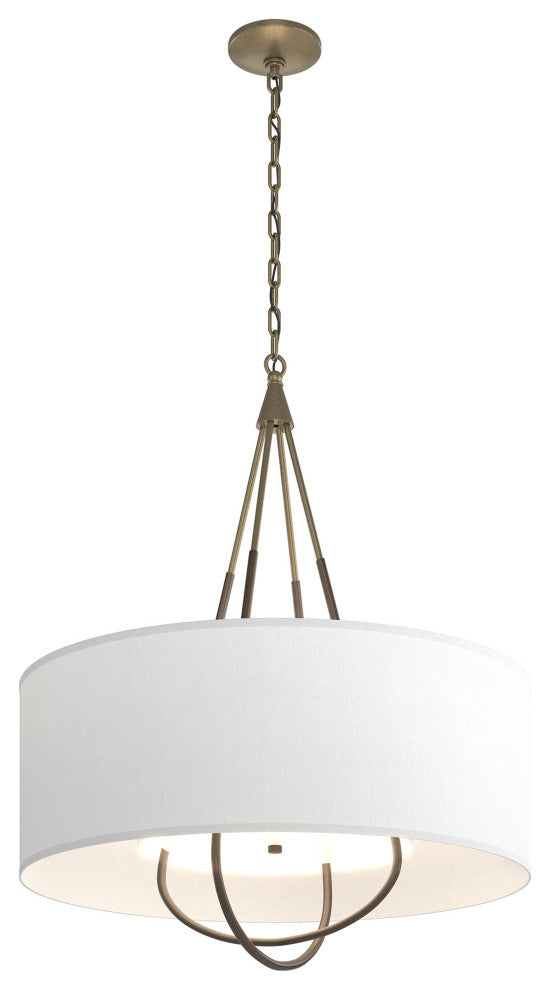 Loop Pendant, Soft Gold Finish, Bronze Accents, Natural Anna Shade