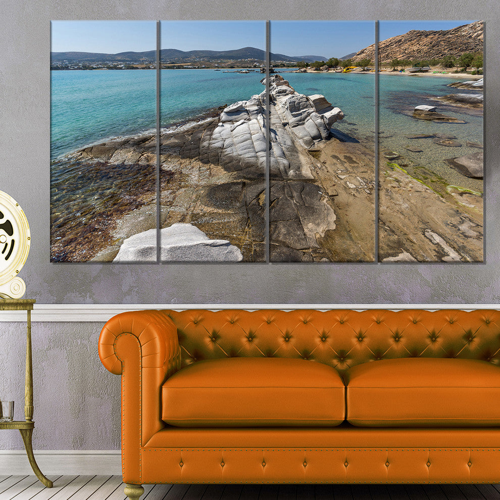 Clean Waters and Rock Formations, Large Landscape Canvas Art, 48"x28", 4 Panels