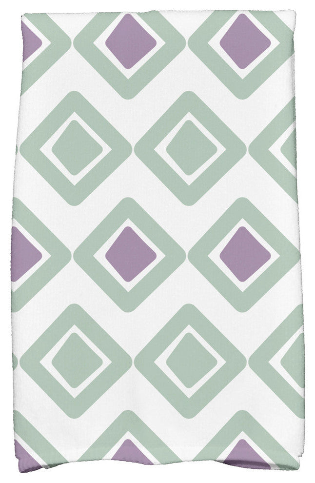 18"x30" Diamond Jive 2 Geometric Print Kitchen Towel, Soft Green