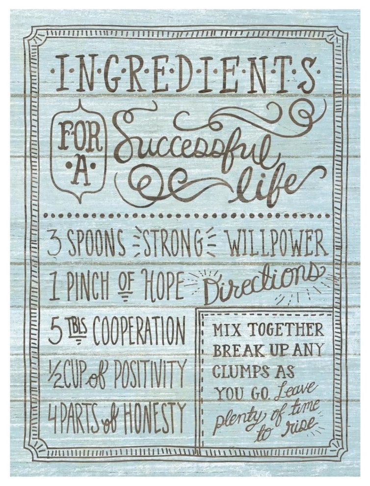 "Ingredients For Life I Blue" Digital Paper Print by Mary Urban, 32"x42"