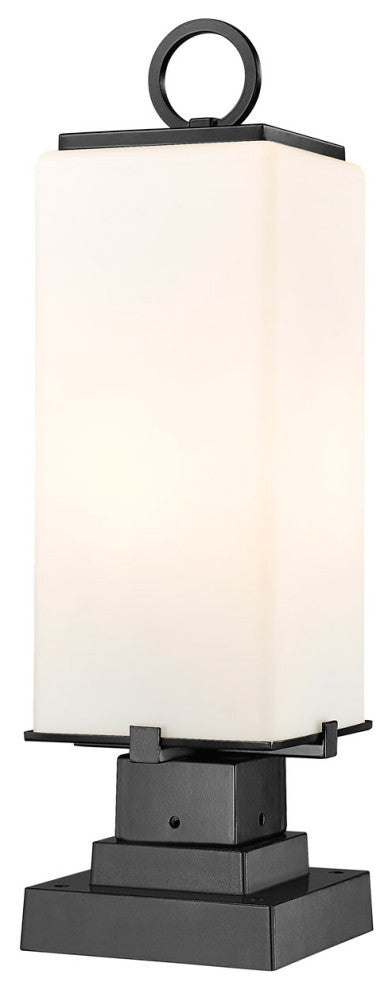 Zlite 593PHMS-SQPM-BK 2-Light Outdoor Pier Mounted Fixture, White Opal