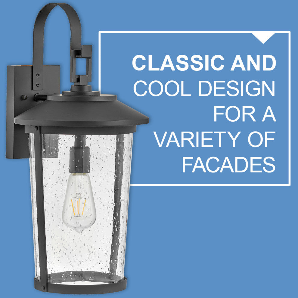 Lark Banks 15" Small Outdoor Wall Mount Sconce, Black