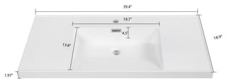 40" Solid Surface Resin Streamline K-1802-40 Vanity Top