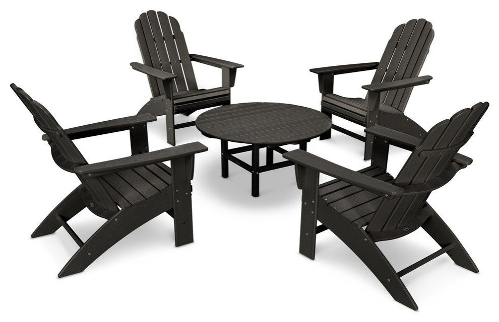 Polywood Vineyard 5-Piece Oversized Adirondack Set, Black