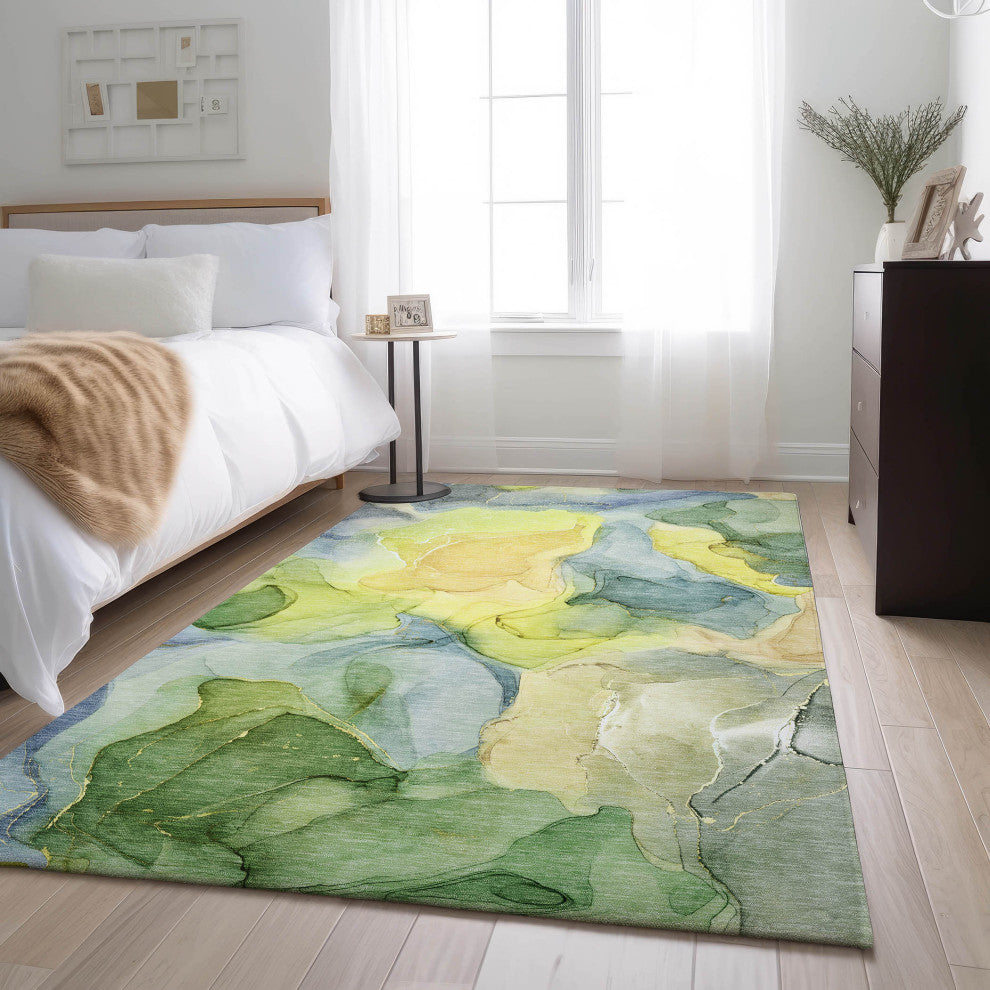 Premium Machine Washable Mayfield AMF504 Yellow 9' x 12' Rug