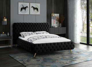 Delano Velvet Upholstered Bed, Black, King