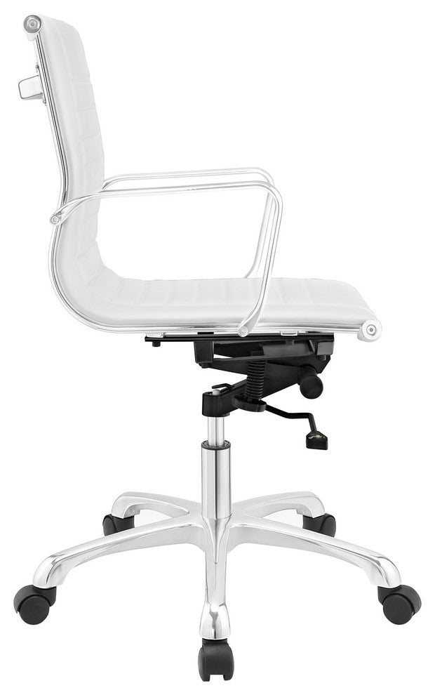 Modern Urban Contemporary Mid Back Office Chair, White Faux Leather