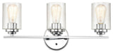 3-Light 22" Bathroom Vanity Light Clear Seedy Glass, Chrome