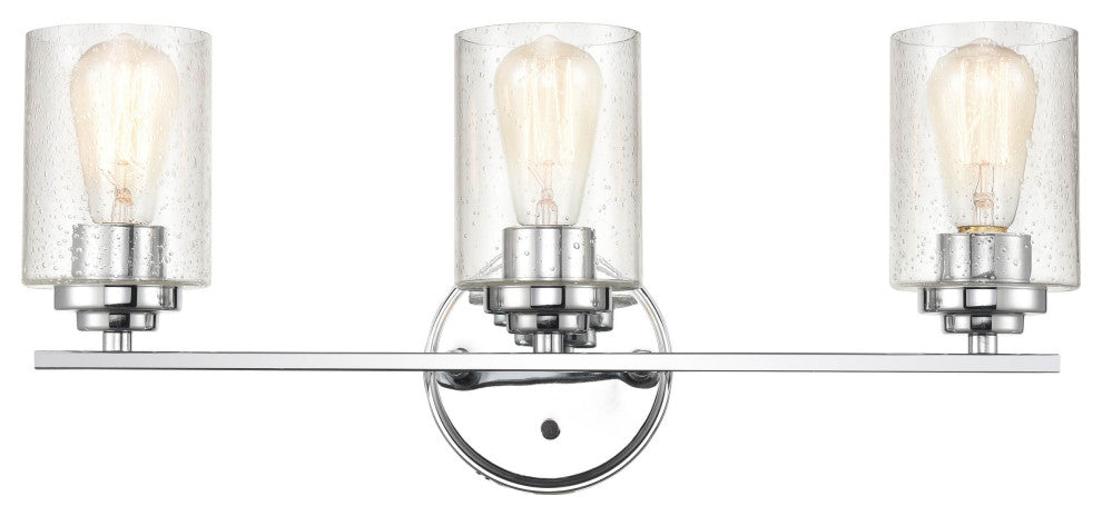 3-Light 22" Bathroom Vanity Light Clear Seedy Glass, Chrome