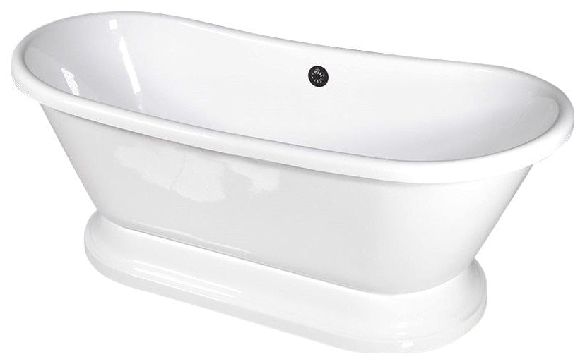 SanSiro 67" Air Jetted 'Fiamatta-67Air' Acrylic French Bateau Tub