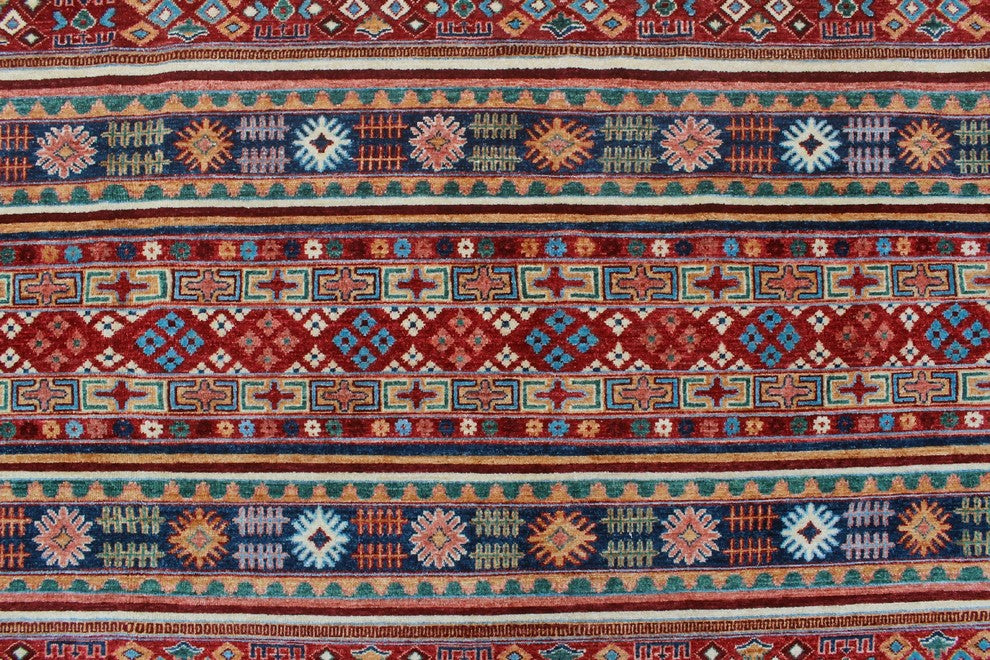 Khurgeen Ife Red and Blue Rug, 9''3x12