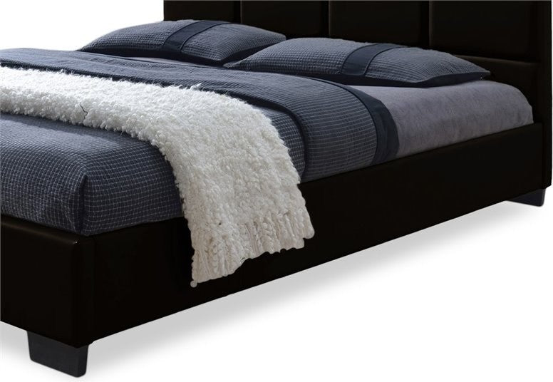 Vivaldi Modern Dark Brown Faux Leather Padded Platform Base Full Size Bed Frame