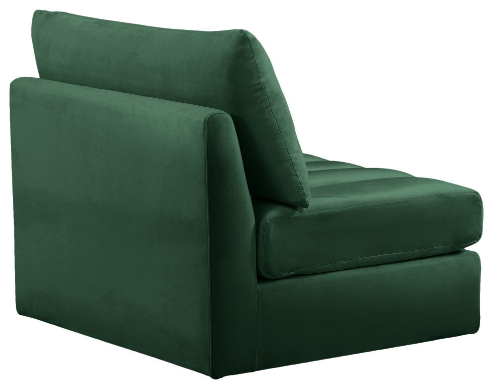 Jacob Velvet Upholstered Modular Armless Chair, Green