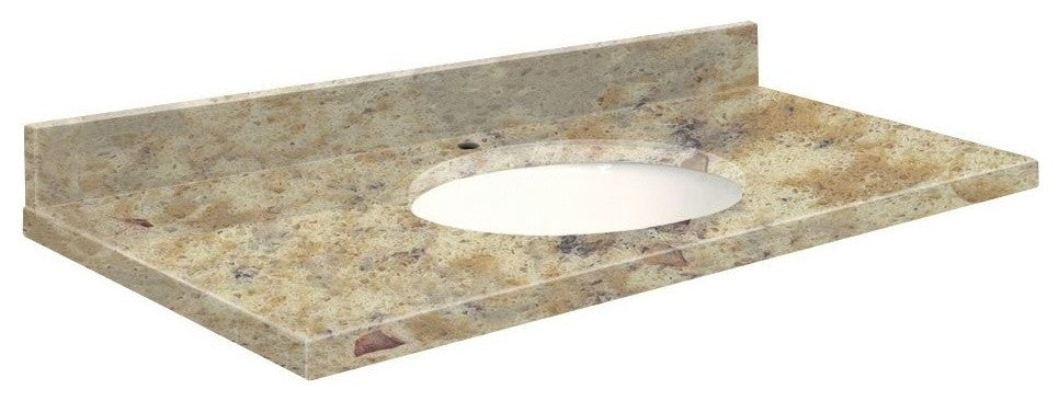 Quartz 31"x19" Vanity Top, Single Faucet Hole, Trail, White Bowl