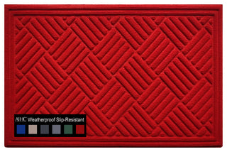 A1HC Superior Absorbant Polypropylene Doormat, Red Checkered, 24"x36"