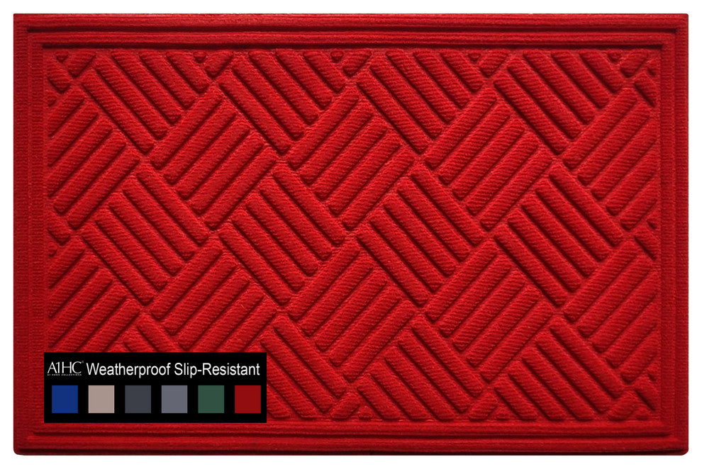 A1HC Superior Absorbant Polypropylene Doormat, Red Checkered, 24"x36"