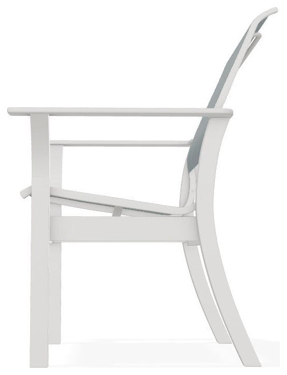Leeward Sling Stackable Outdoor Dining Chair, Charm/Snow