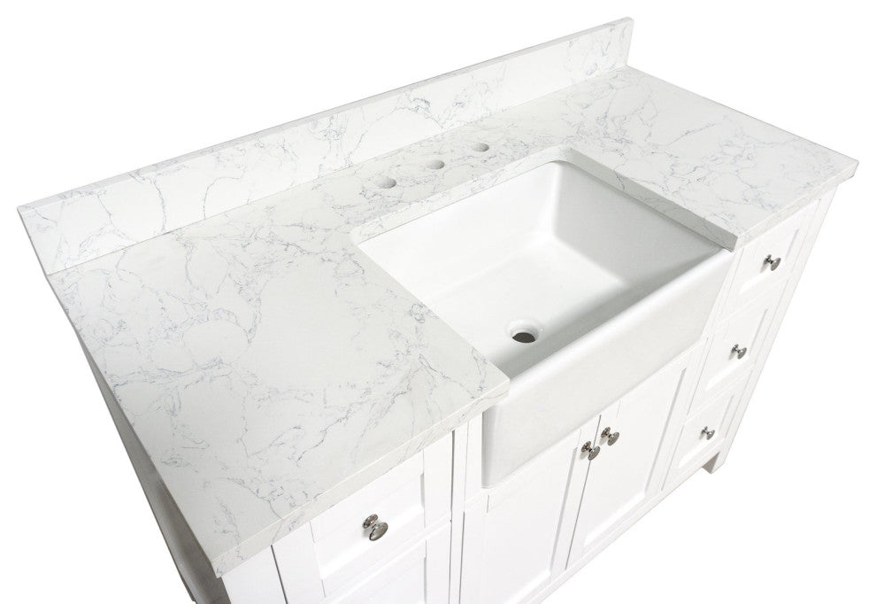 Yorkshire 48" Bathroom Vanity, White, Engineered Marble