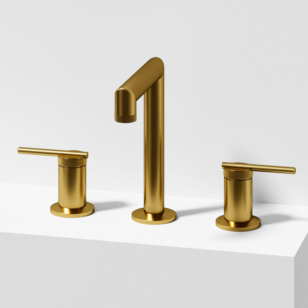 VIGO Sterling 7" H 2-Handle Widespread Bathroom Faucet, Matte Brushed Gold