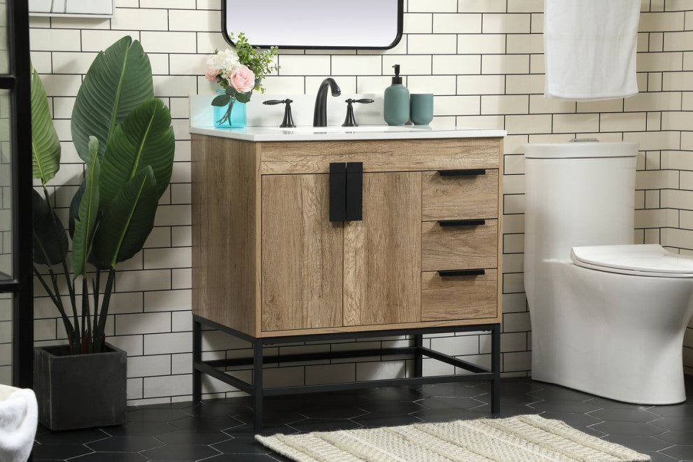 Home Living 22" Modern Natural Oak-Light Bathroom Vanity