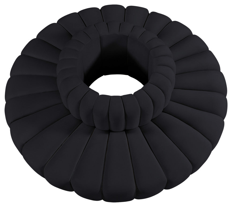 Arc Upholstered Outward Curved Modular Sectional, Black, 8-Piece: Reverse Corner (8), Velvet