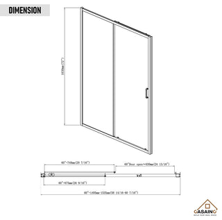 60-in x 72-in Framed Sliding Shower Door, Chromed