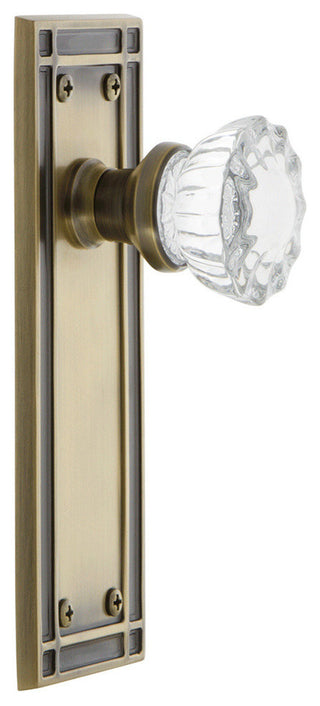 Single Mission Plate With Crystal Knob, Antique Brass