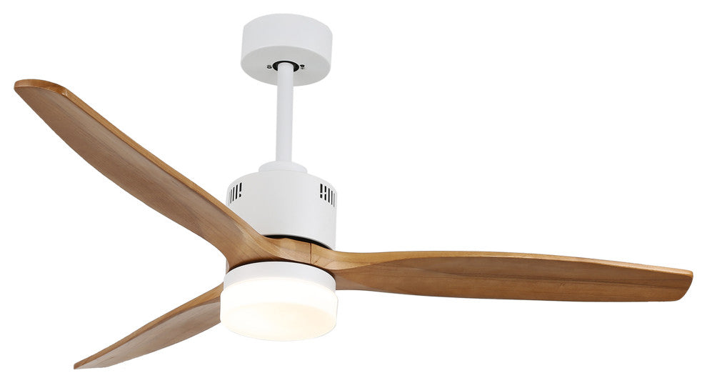52" Reversible Wood Blades Ceiling Fan With Remote Control, 6 Speed