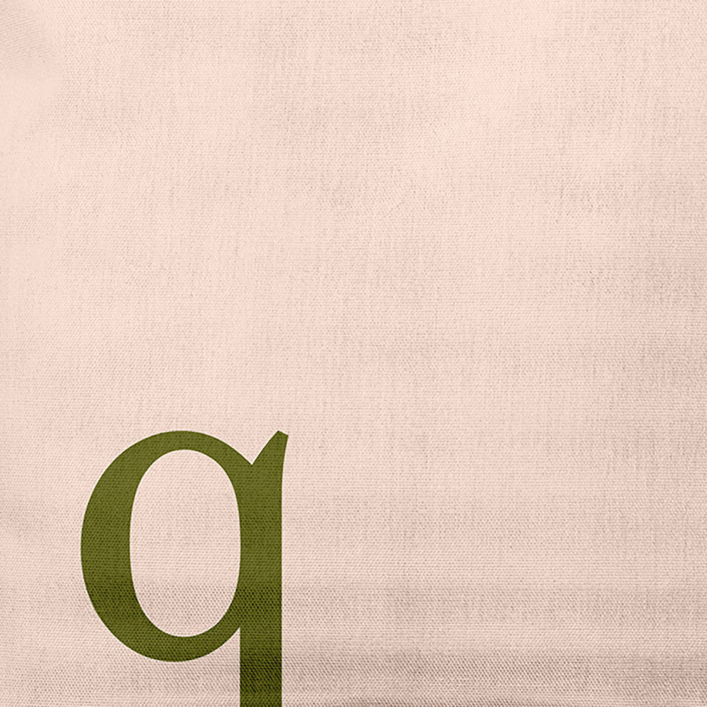 18"x18" Modern Monogram Decorative Throw Pillow, Olive
