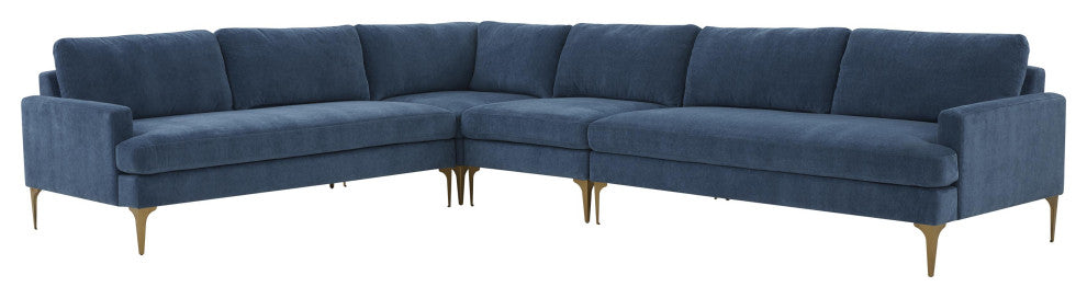 Serena Blue Velvet Large L-Sectional